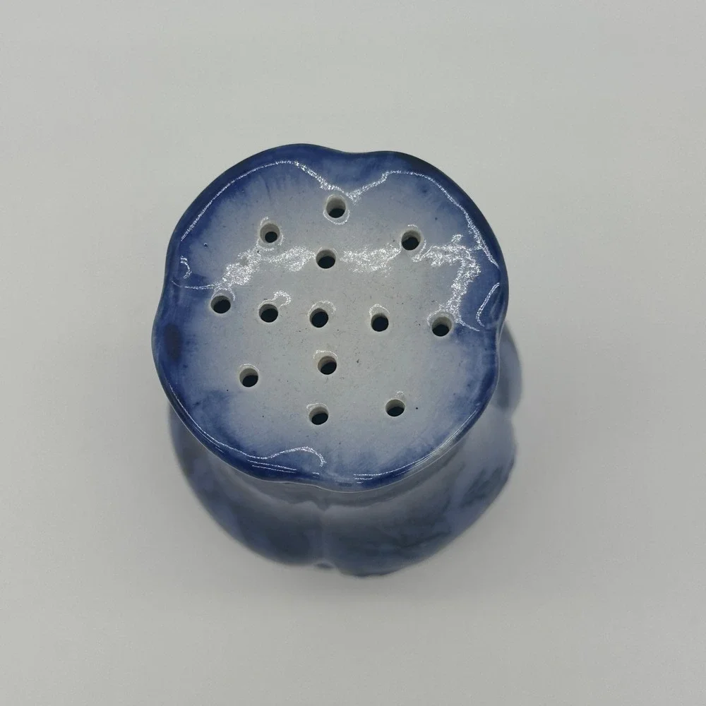 Victoria Flow Blue Hat Pin Holder Staffordshire Ironstone England Floral Antique
